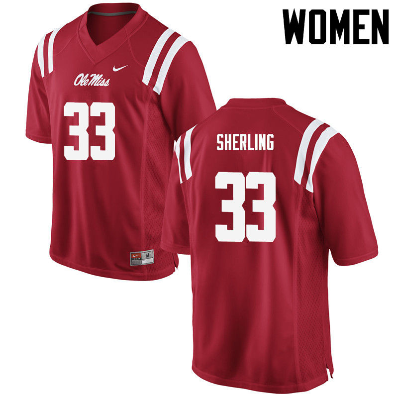 John-Patrick Sherling Ole Miss Rebels NCAA Women's Red #33 Stitched Limited College Football Jersey AYJ2358NL